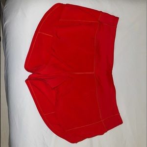 Red Lululemon shorts. 2.5”